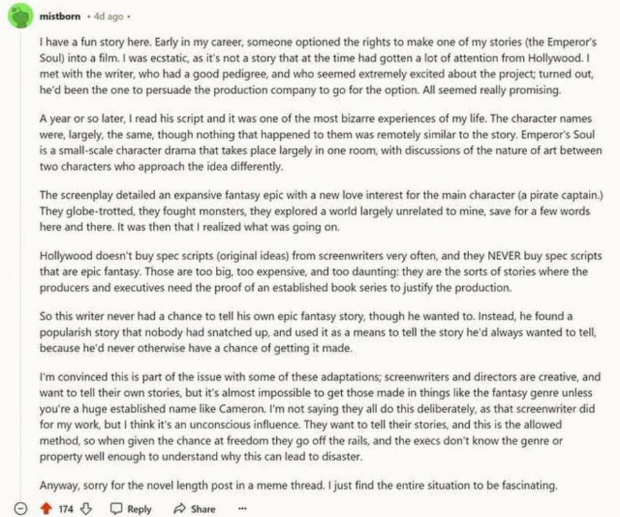 The inner working of Hollyweird writer by Brian Sanderson - meme
