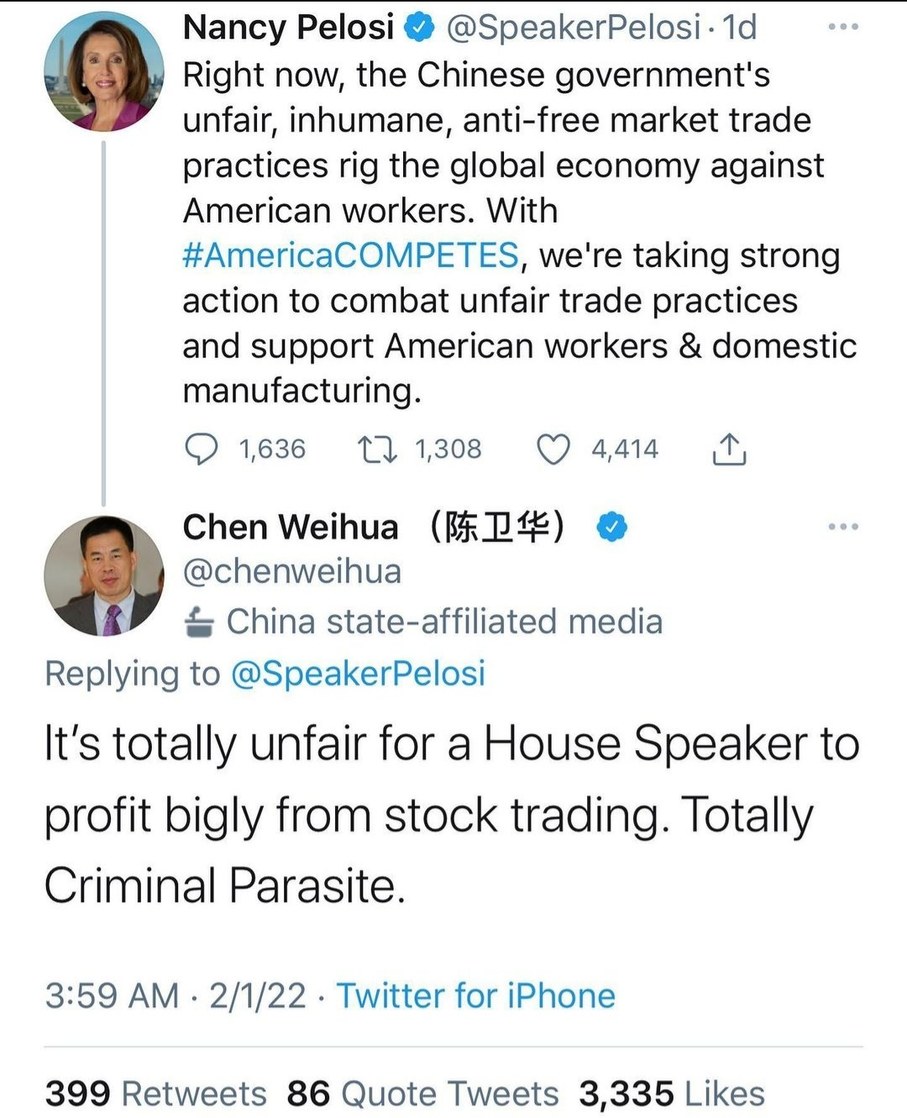CHINA PAPER TIGER GOES SCORCHED EARTH ON PELOSI LMFAOO!!! THEY AINT WRONG! - meme