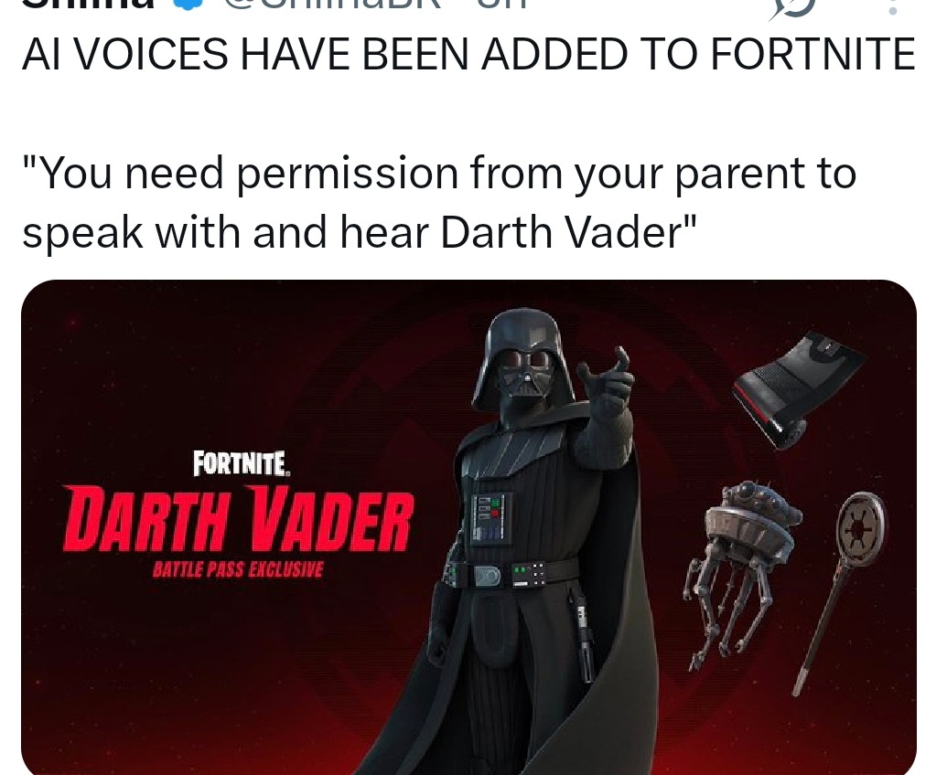 Fortnite voice chat now comes with Darth Vader and parental consent - meme