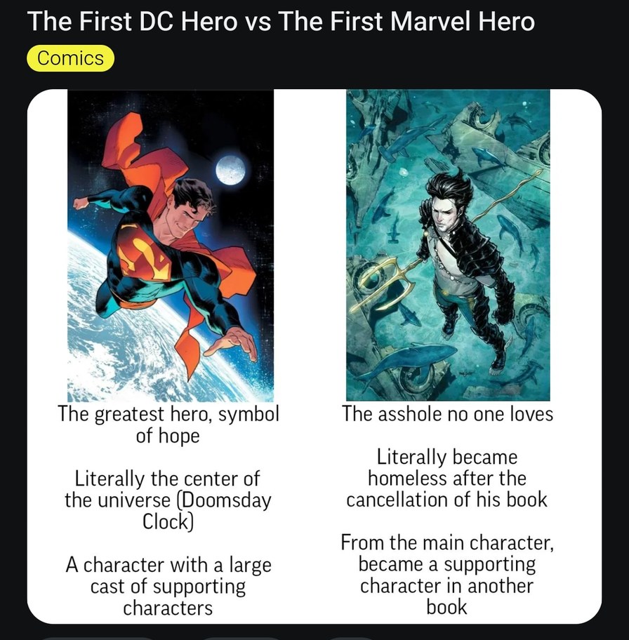 DC vs Marvel but it’s just depression and disrespect - meme