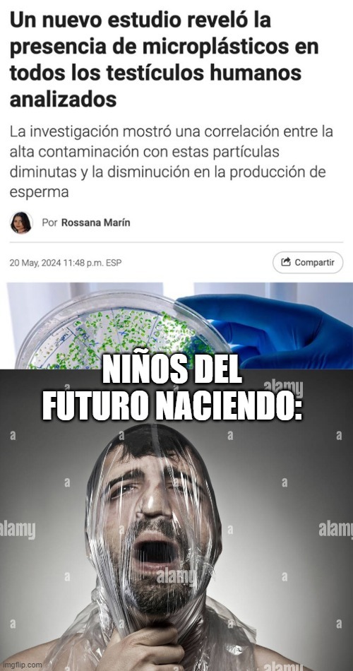 Meme de los microplasticos en los testiculos