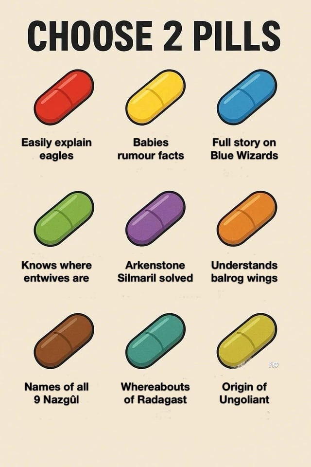 middle earth trivia pills - meme