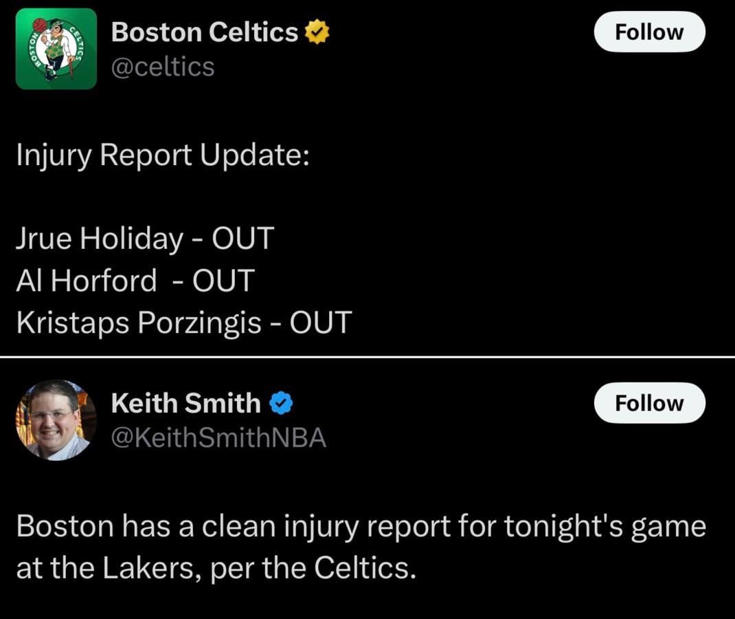 Celtics vs Lakers injury news - meme