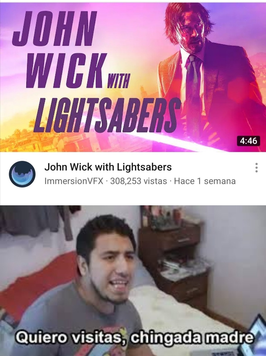 Jhon wick con un Sable de luz  WTF - meme