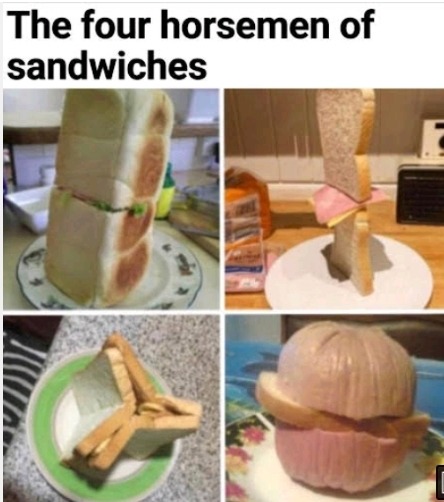 Tradução: os quatro cavaleiros dos sanduíches - meme
