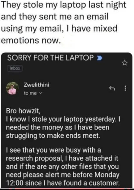 funny laptop robbery meme