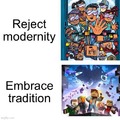 Embrace tradition in Minecraft meme