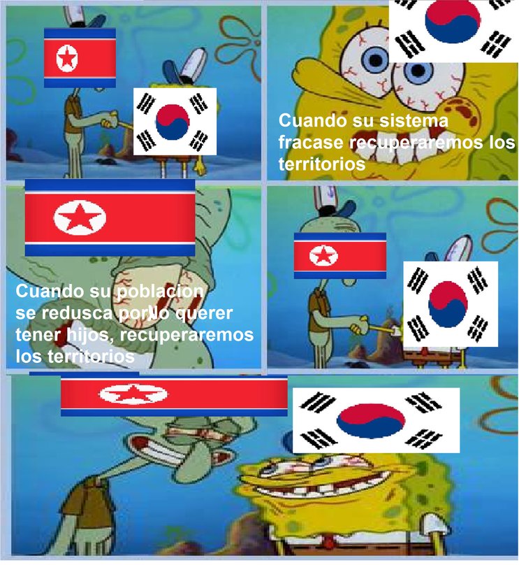 Corea del sur esperando que el norte colapse, El norte esperando que el Sur se quede sin poblacion. - meme