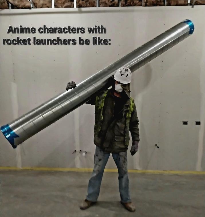 Anime characters with rocket lunchers be like - meme