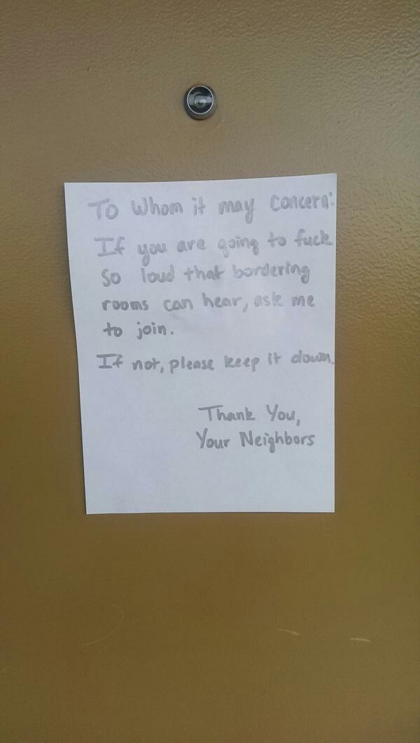 A note from our dorm room neighbours - meme
