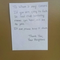A note from our dorm room neighbours