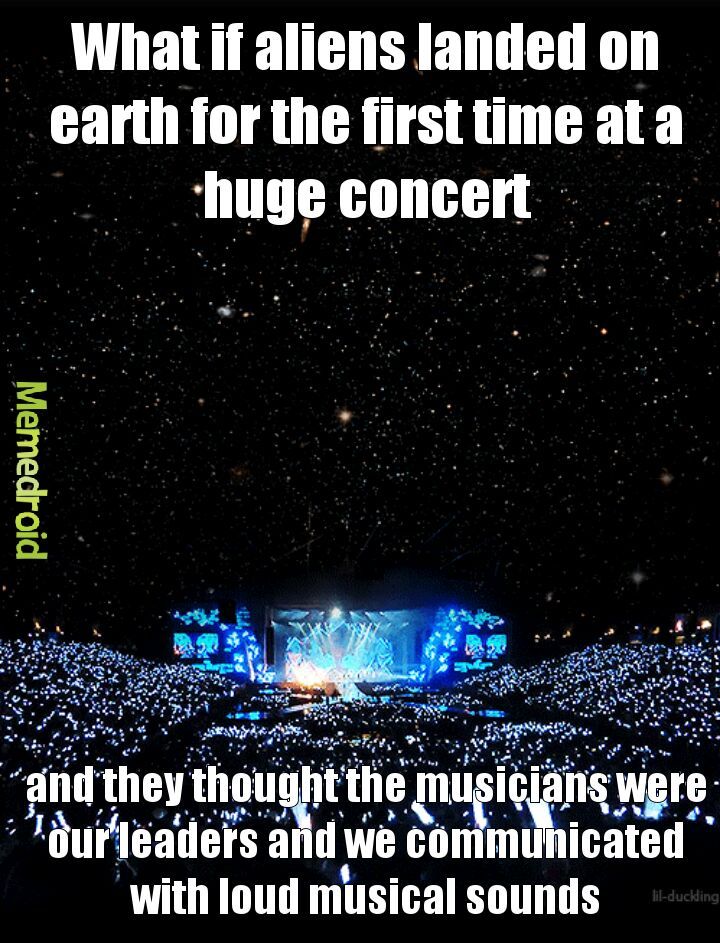 aliens at concert - meme