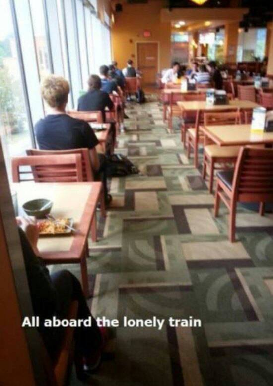 A train full of passengers, and you're still forever alone. Smh. - meme