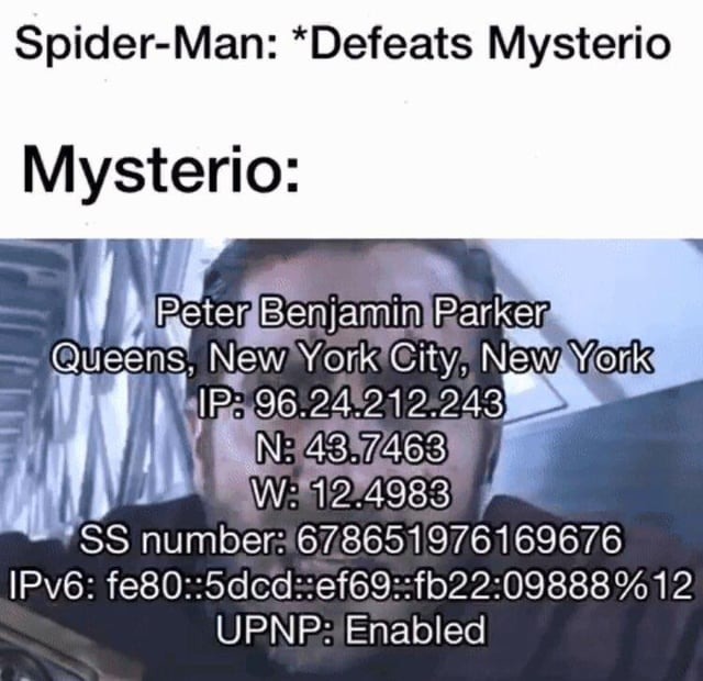 Mysterio is no longer so mysterious, he's a doxer. - meme