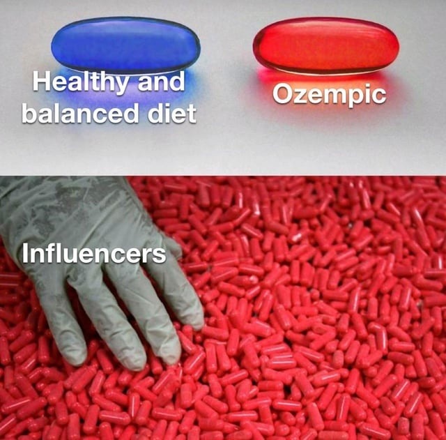 Healthy vs Ozempic influencer diets in a nutshell - meme