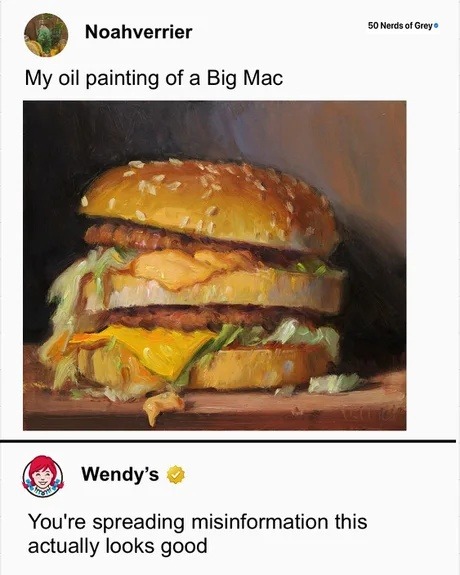 Oil painting Big Mac looks better than real - meme