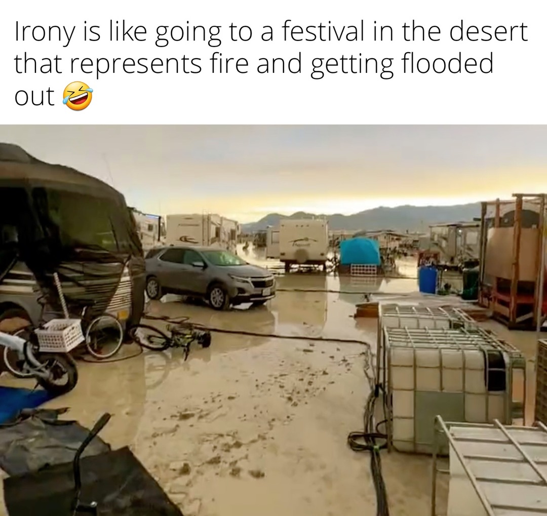 Burning Man flood - meme