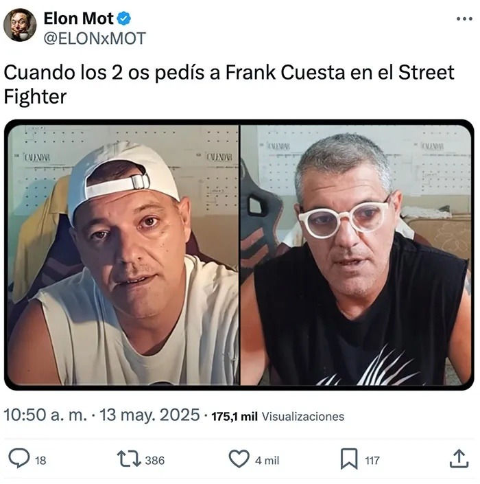Cuando los dos eligen a Frank Cuesta en el Street Fighter y se vuelve National Geographic - meme