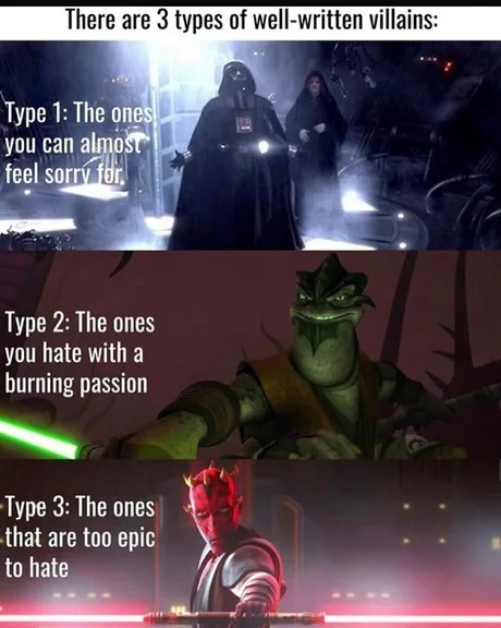 3 types of villains explained with Star Wars - meme