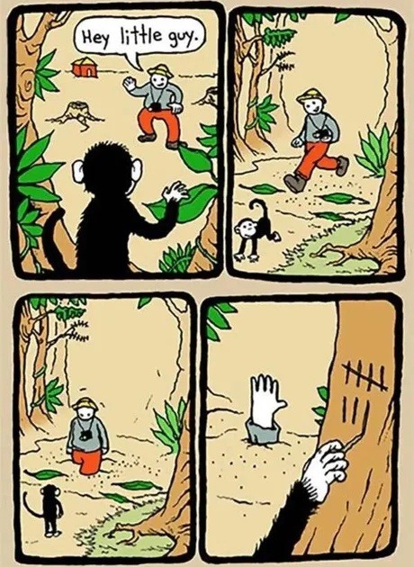 Don't trust the monkey. - meme