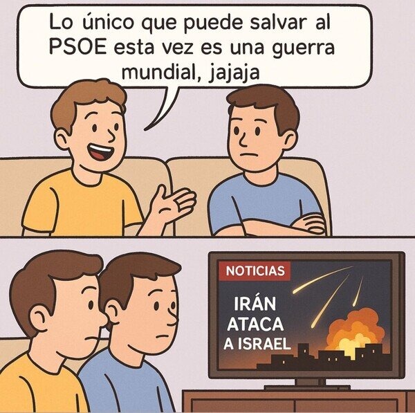 Solo una guerra mundial salva al PSOE y justo... Irán ataca a Israel - meme