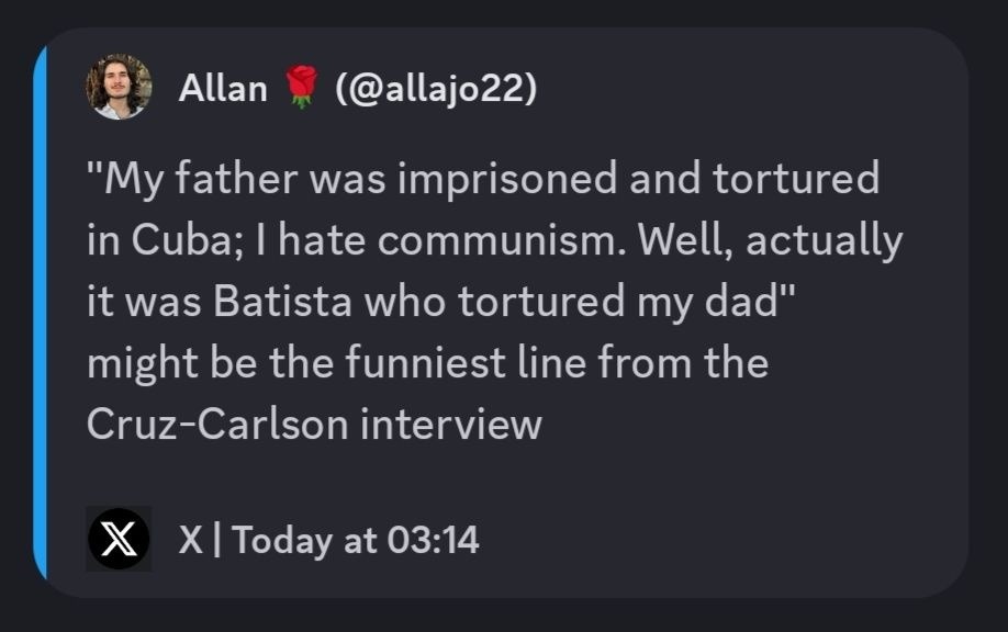 Cruz said Batista tortured his dad, not communism. Peak interview moment - meme