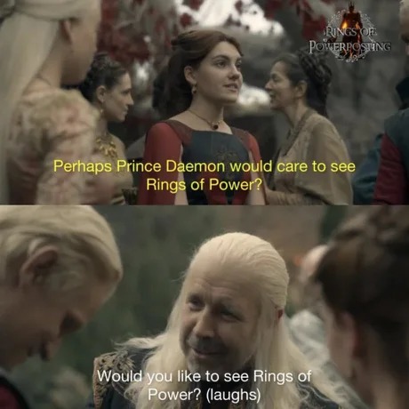 The rings of power meme in house of the dragon scene