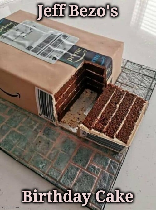 Jeff Bezo's birthday cake - meme