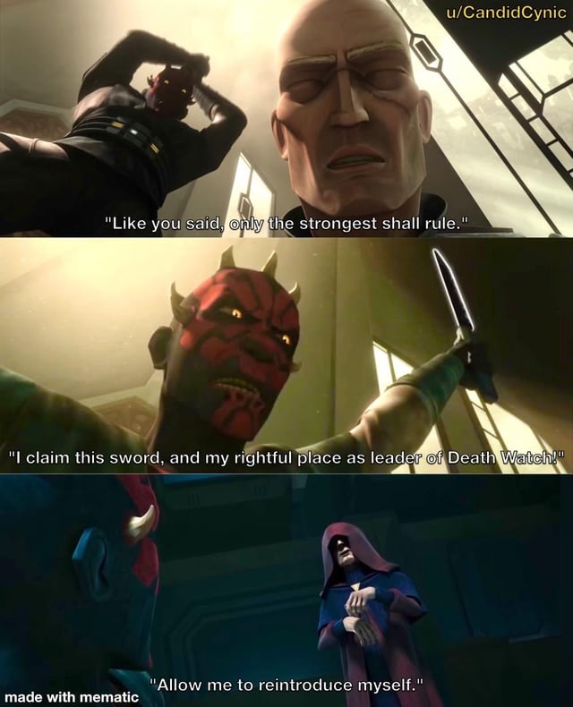 Palpatine showed Darth Maul who is the lord of the sith - meme