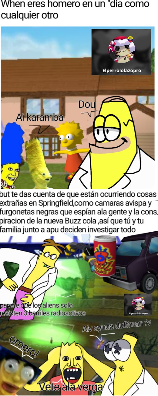 Ls historia de los Simpsons hit & run resumida (los dibujos los hize yo XD) - meme