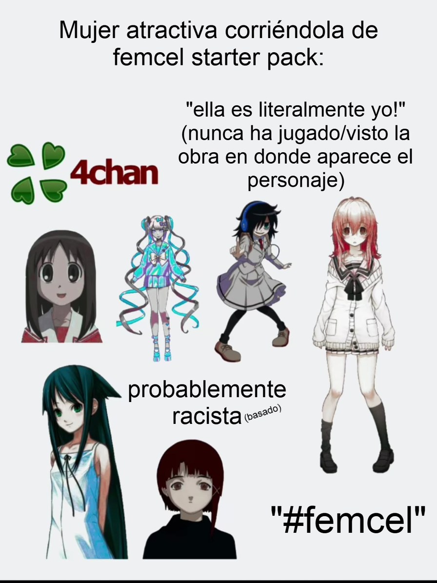 contexto rápido para los normis: femcels son las pibas que dicen que no pueden tener relaciones amorosas porque nadie las quiere - meme