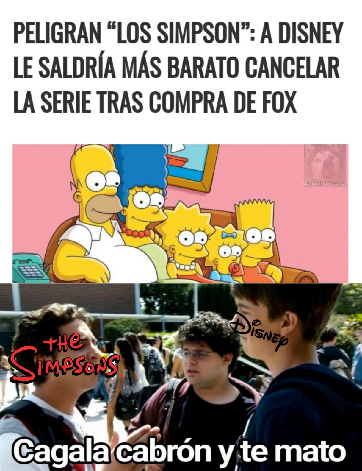 El título quiere comprar Fox y cancelar Los Simpsons - meme