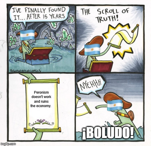 Its doesnt work but they vote to left anyway ,and when they cant afford anything its all Milei's fault - meme