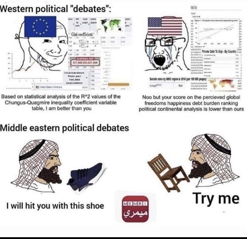 Memri TV Debates vs. Western "Debates" - meme