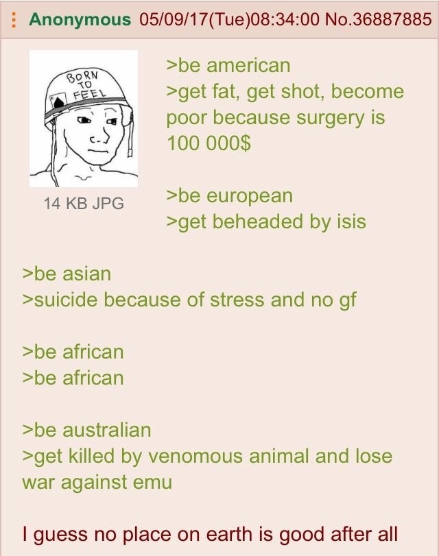 Anon realizes the world is no good. - meme