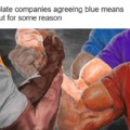 Chocolate companies agreeing blue means coconut