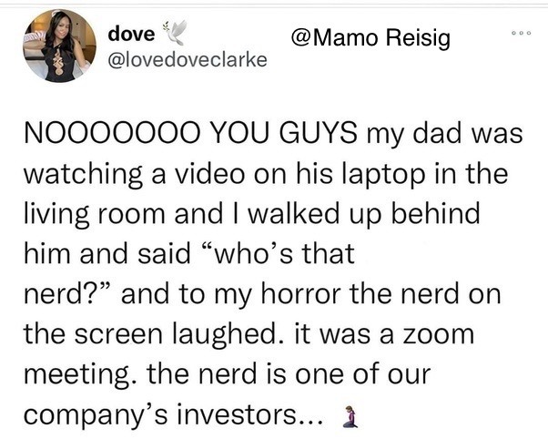 A company investor laughs on screen - meme