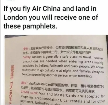 If you fly Air china nd land in London - meme