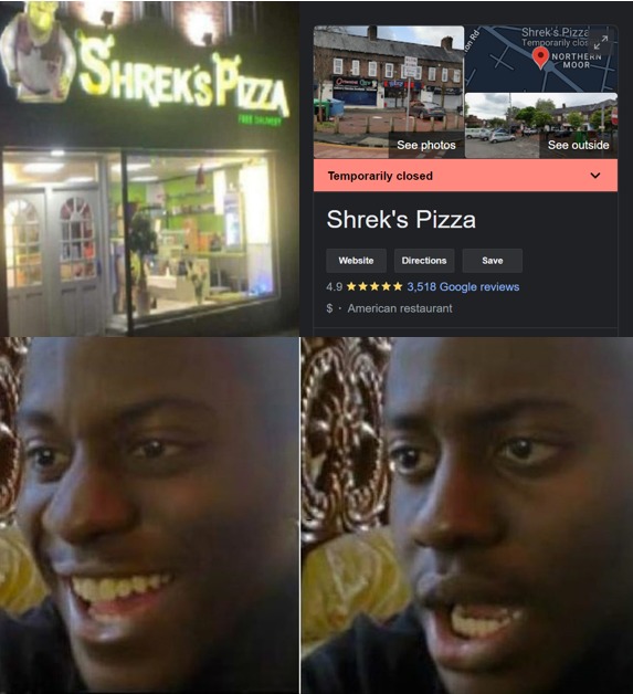 Shrek's pizza is temporarily closed... - meme