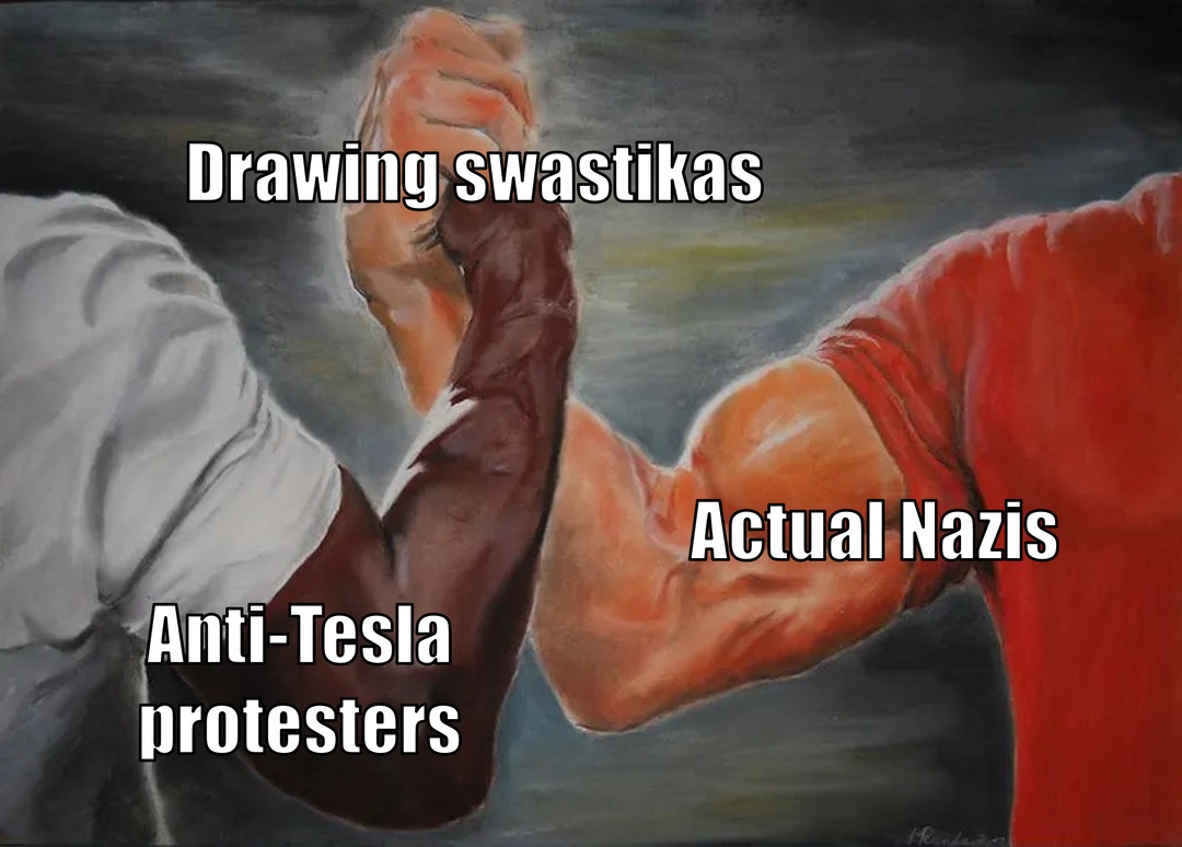 So... the ones who are *supposedly* fighting against Nazism are the ones who are drawing swastikas and destroying someone else's property? Makes sense... - meme