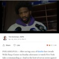 Embiid: 'Disappointing' Knicks fans flooded Philly's arena
