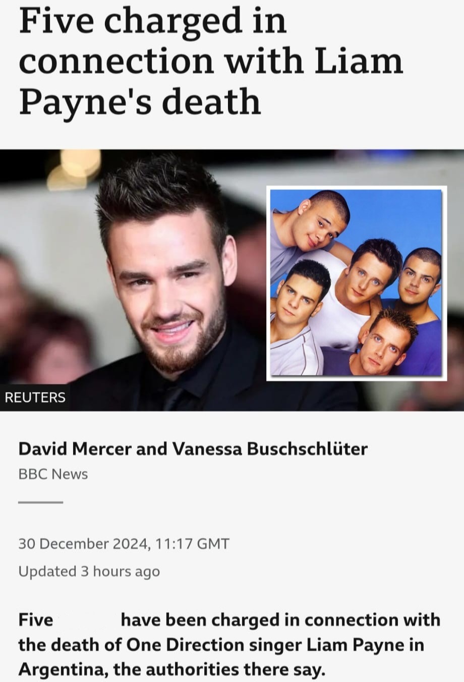Boy band Five killed Liam - meme