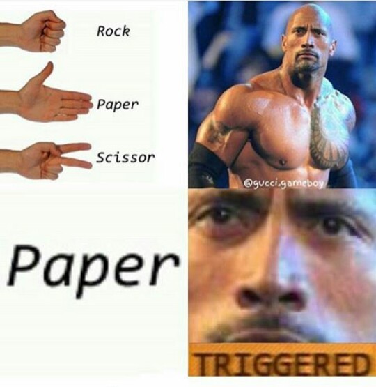 Is it because the paper is white? Racist rock*triggered* - meme