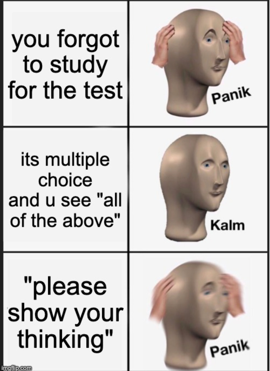 when u forgot to study test - meme