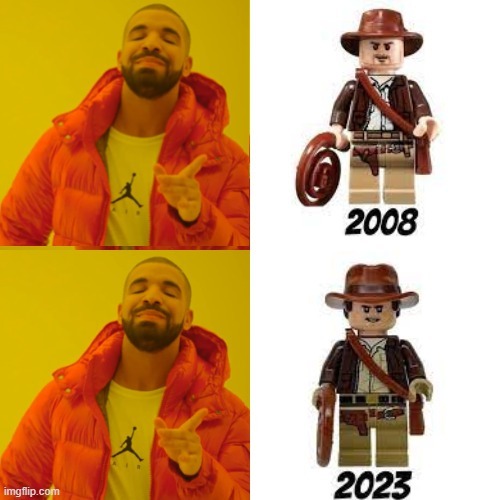 Lego sacando juguetes de Indiana Jones 5 - meme
