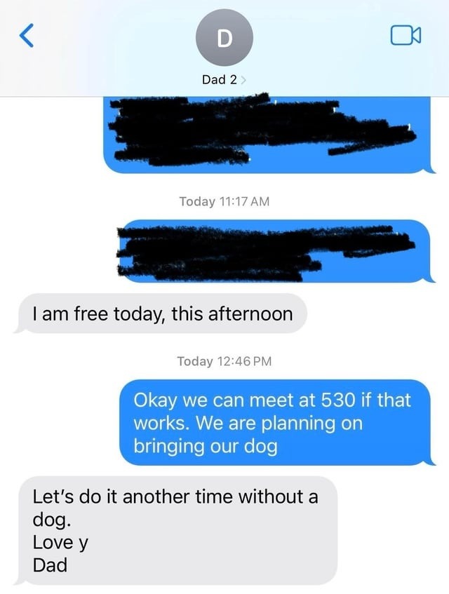 Dad cancelled because the dog was invited - meme