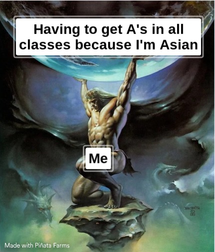Me VS. Having to get A's in all classes because I'm Asian - meme