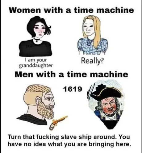 Men with a time machine 1619 - meme