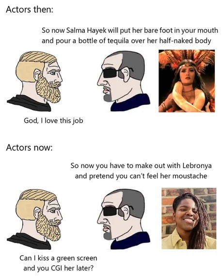 Actors then vs actors now - meme