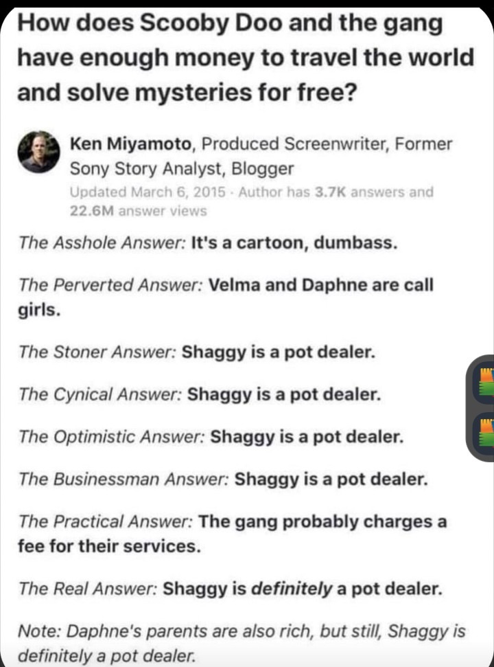 Scooby is a drug lord - meme
